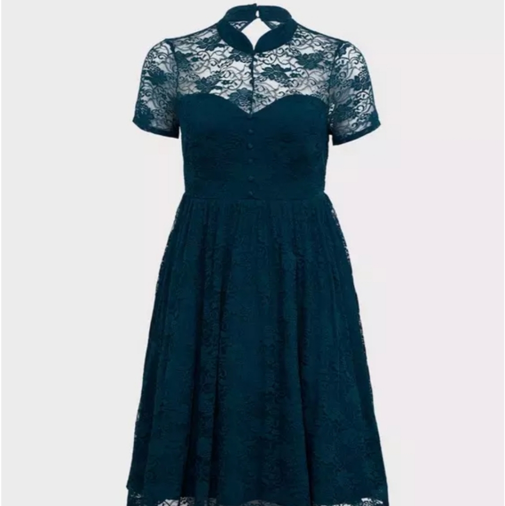 Torrid Retro Chic Teal Lace Midi Dress